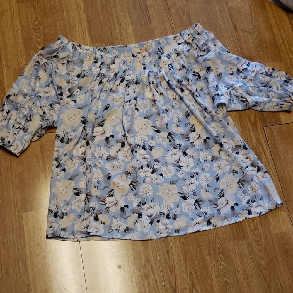 NWT Skies are Blue spring floral OTS blouse M